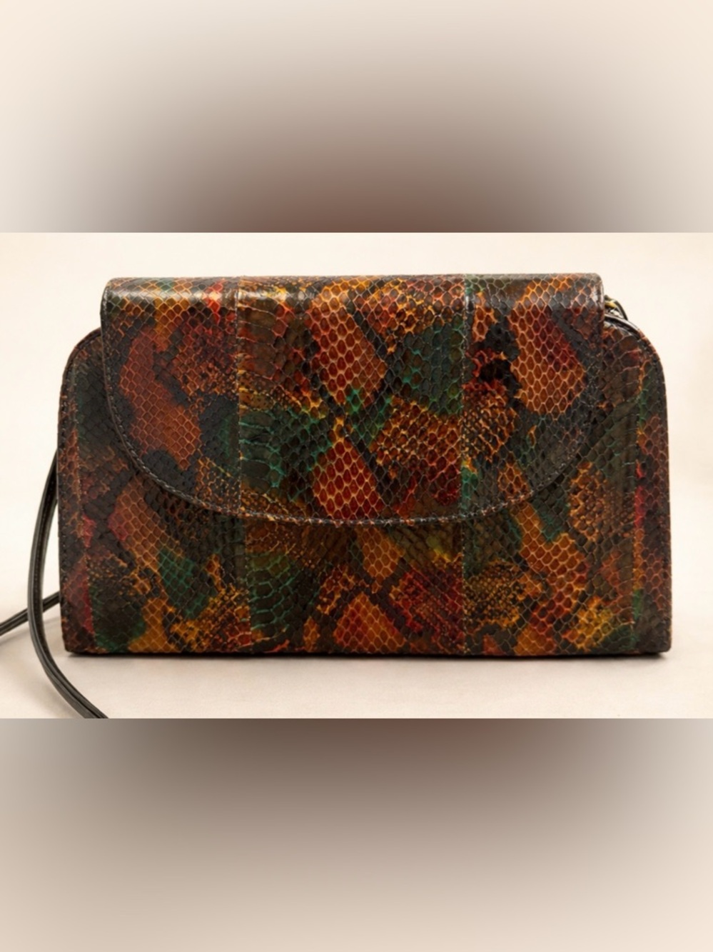 VINTAGE J. Renee Black Snakeskin Crossbody Bag - NO CA SHIPPING - Picture 2 of 13